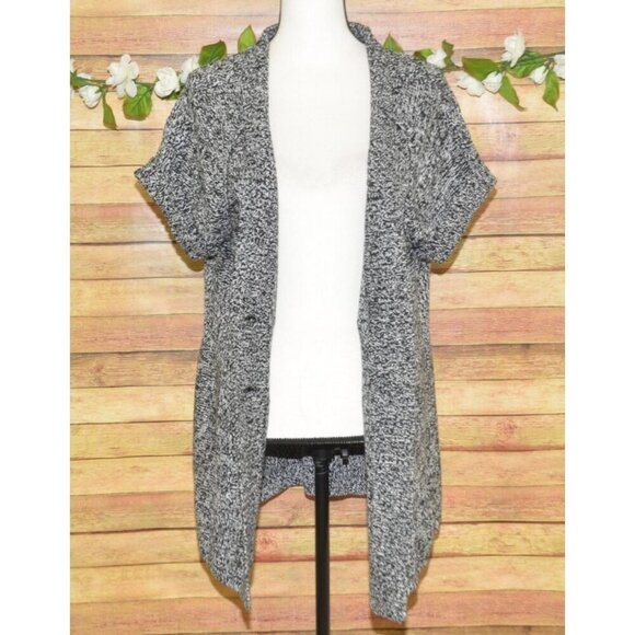 Kenneth Cole Reaction Gray Heathered Ladies XL Short Sleeve Cardigan Chunky Knit - Picture 1 of 12